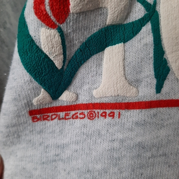 Vintage 1991 Holland Michigan tulips 3D spellout graphic gray raglan crewneck - Picture 6 of 13